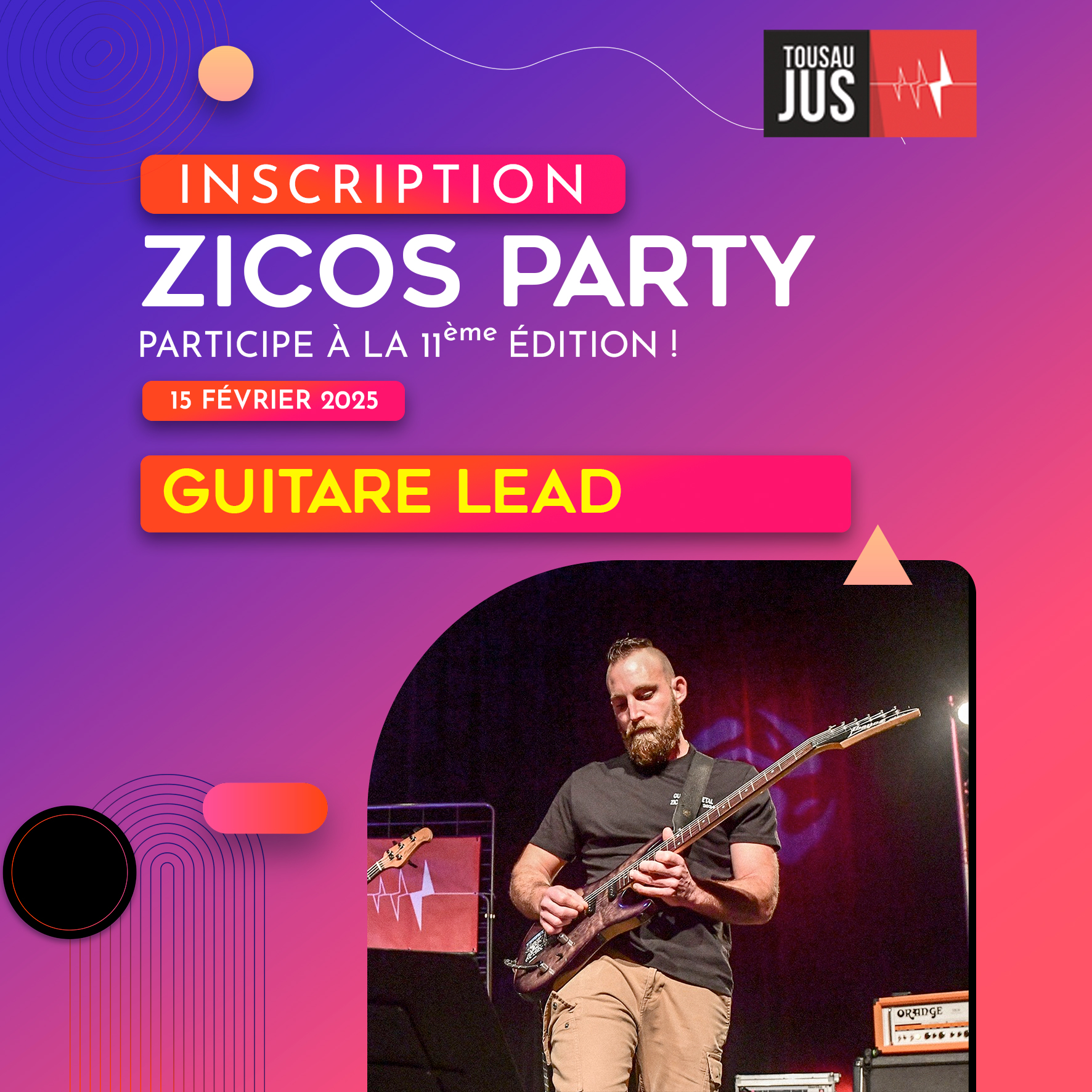 Guitare lead - Inscription Zicos Party 15 Février 2025
